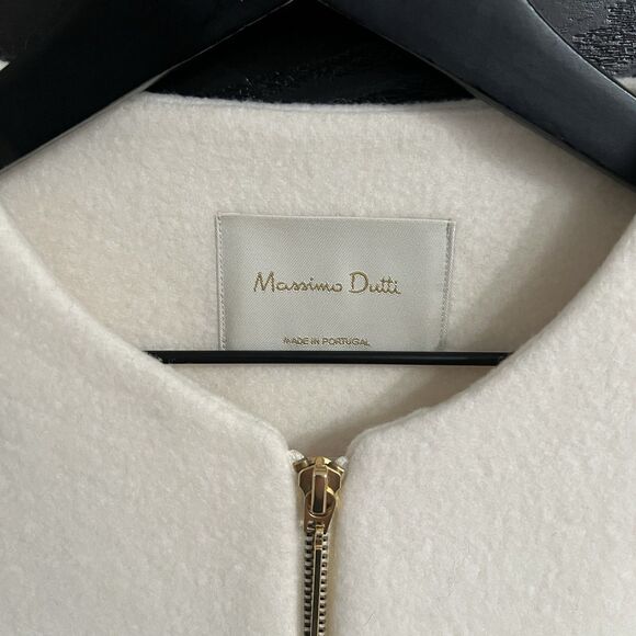 Massimo Dutti Wool Cape Coat Women’s Small Cream - Picture 3 of 7